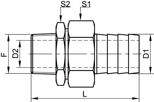 Adaptateur hexagonal femelle cannelé - Filetage gaz - 316L - EN